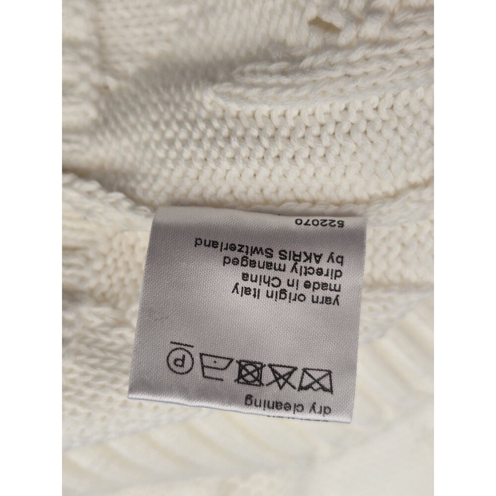 Akris Punto "Hello Sunshine" Cream Knit Short Sleeve Pullover Sweater Size 8 - Picture 8 of 10